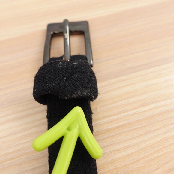 VINTAGE Lord Taylor Belt‎ Womens M Black Wool Skinny Grommet Gunmetal 90s Grunge - Picture 12 of 13